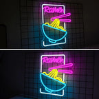 Ramen – Noedelkom en eetstokjes – LED-neonreclame (5 V USB)