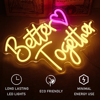 Better Together Heart 5V USB LED Neon Sign - Budget Friendly