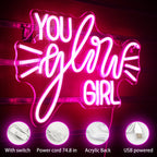 YOU glow GIRL – Lichtstralen – LED-neonbord (5 V USB)