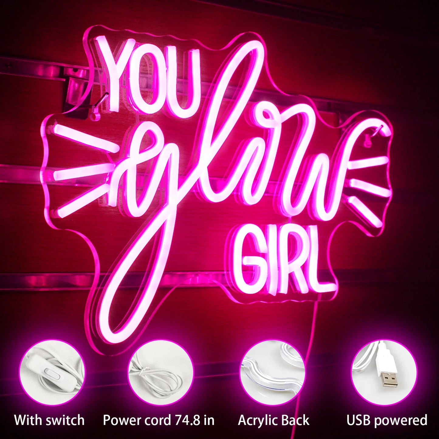 You Glow Girl 5V USB LED Neon Sign - Budget Friendly