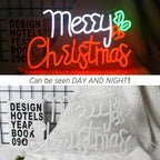 Merry Christmas – Hulst – LED-neonbord (5 V USB)
