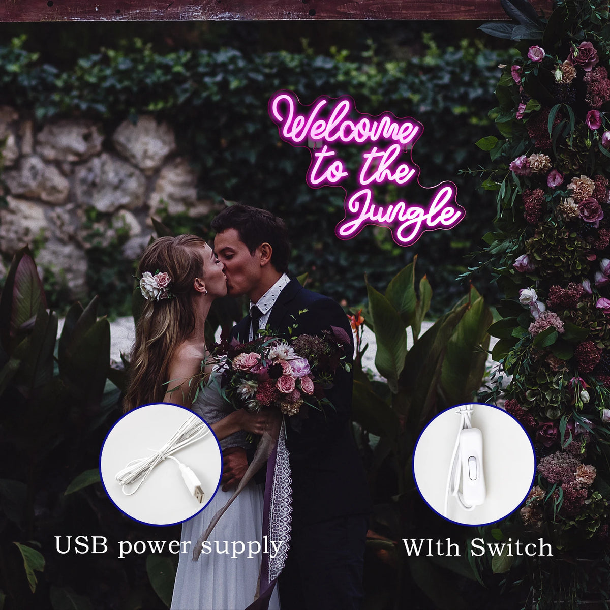 Welcome to the Jungle – LED-neonbord (5 V USB)