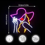 Vrouw met cowboyhoed – LED-neonbord (5 V USB)