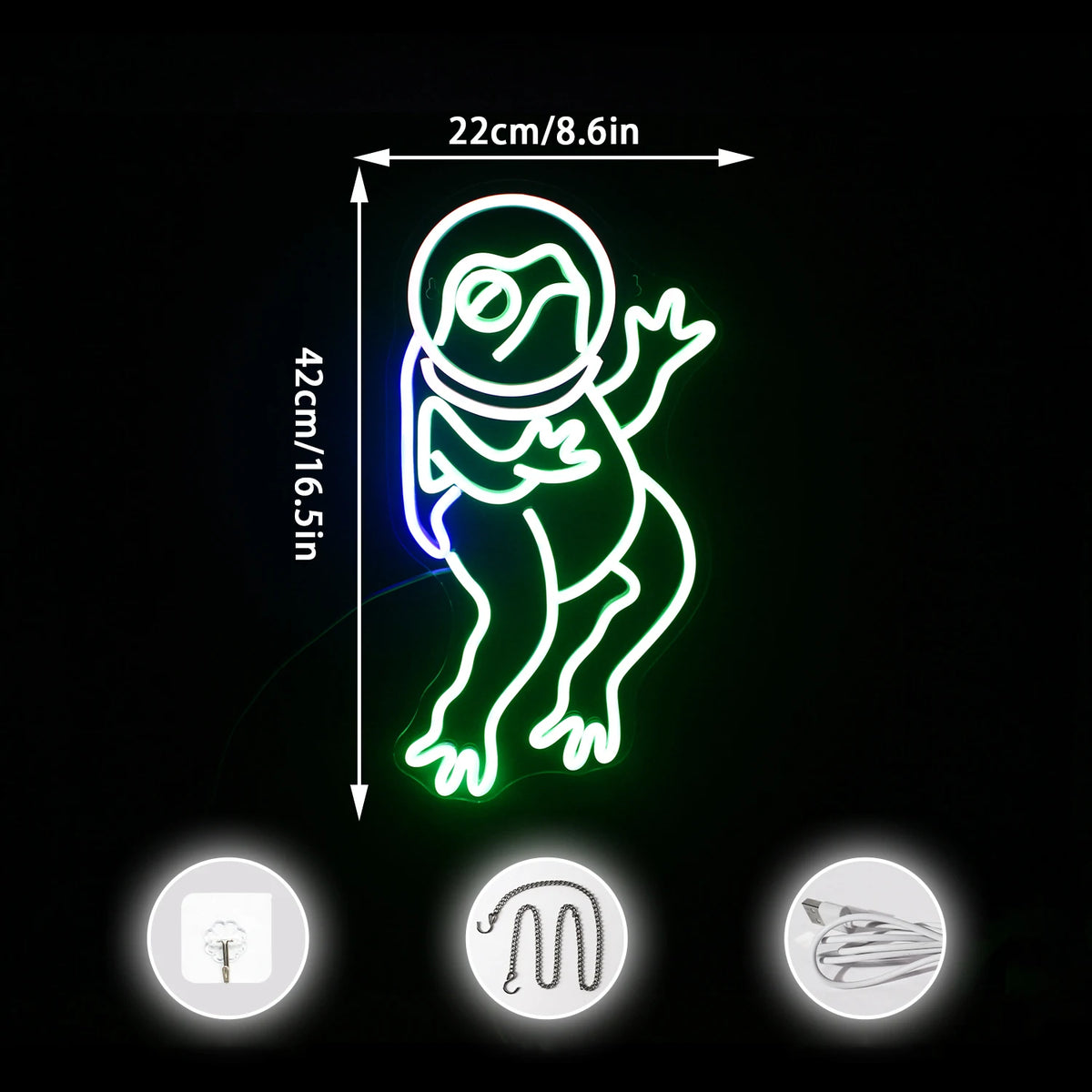 Groene kikker – LED-neonbord (5 V USB)