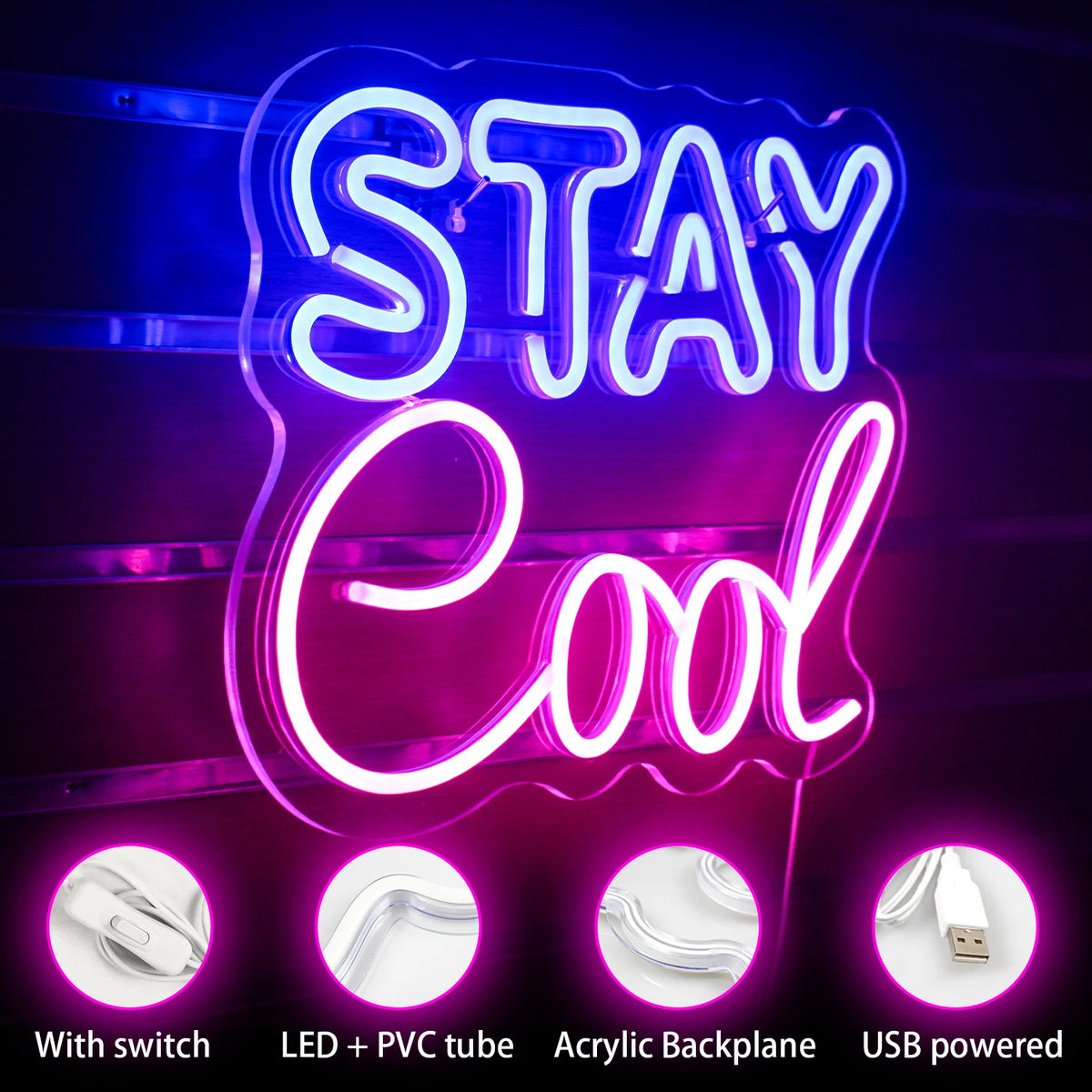 Stay Cool – LED-neonbord (5 V USB)