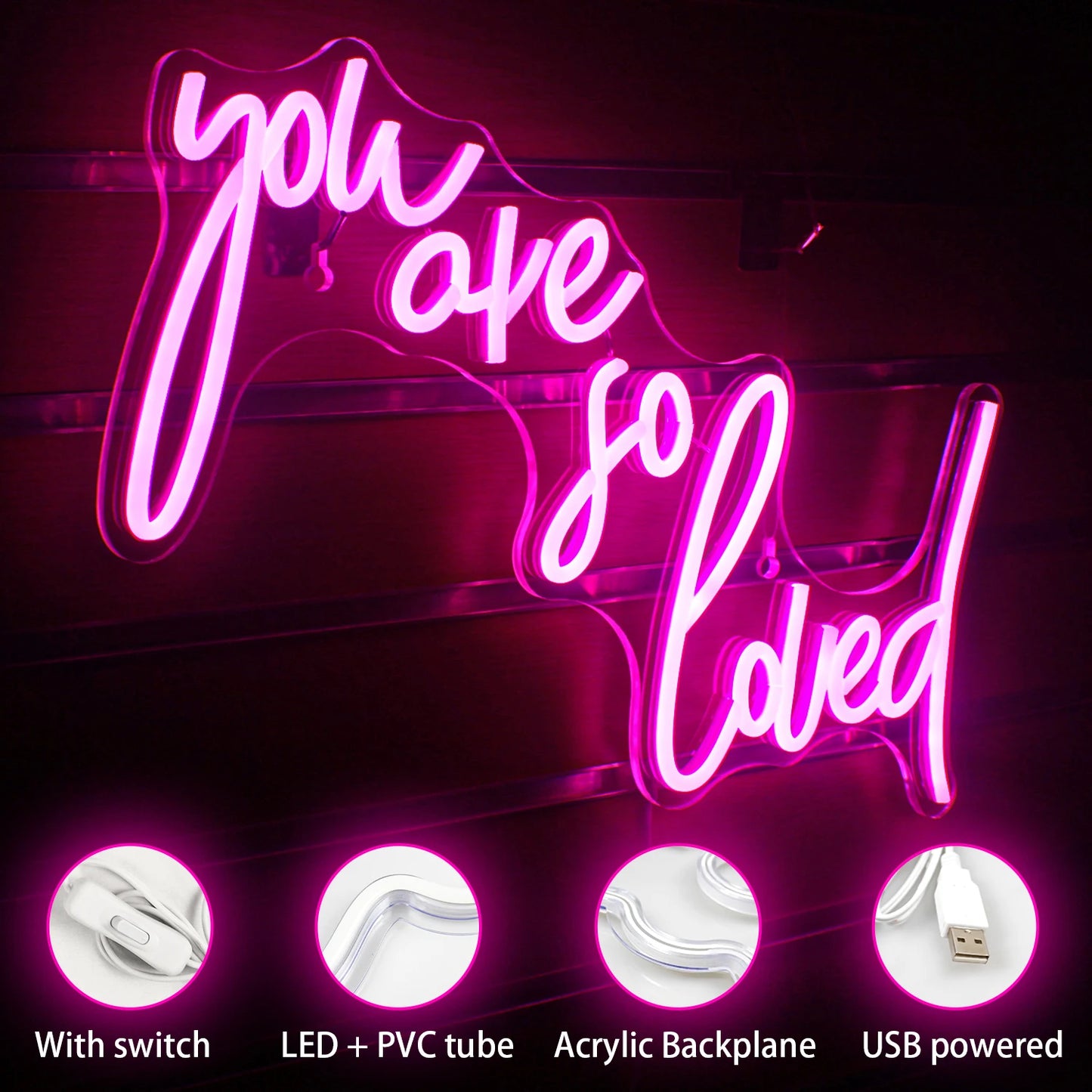 You Are So Loved 5V USB LED Neon Sign - Budget Friendly