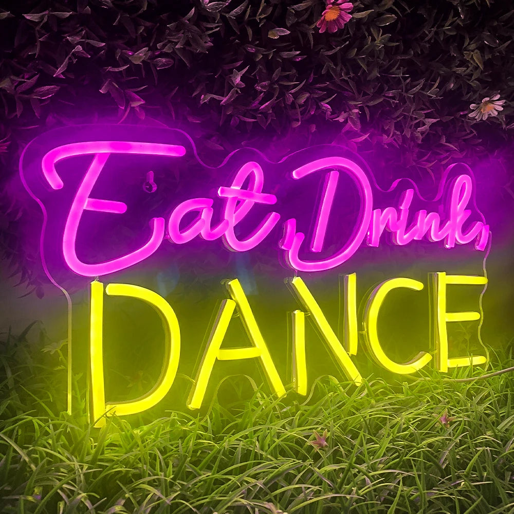 Eat Drink Dance 5V USB LED Neon Sign - Budget Friendly