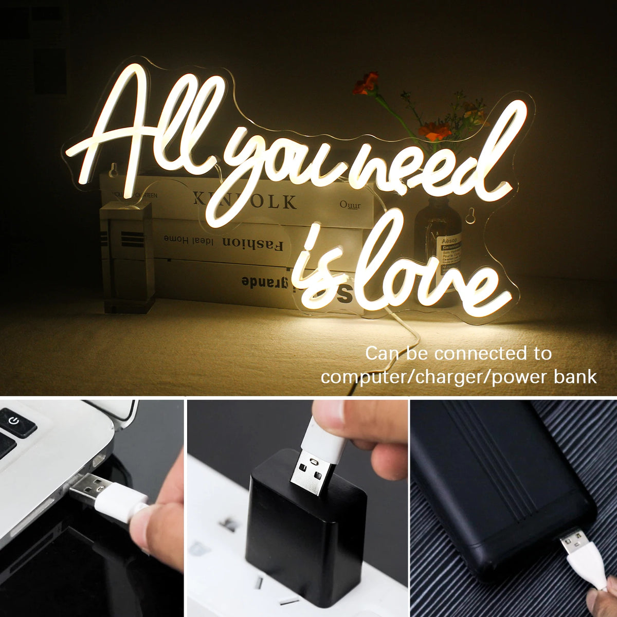 Vaste bruiloftsteksten – LED-neonbord (5 V USB)