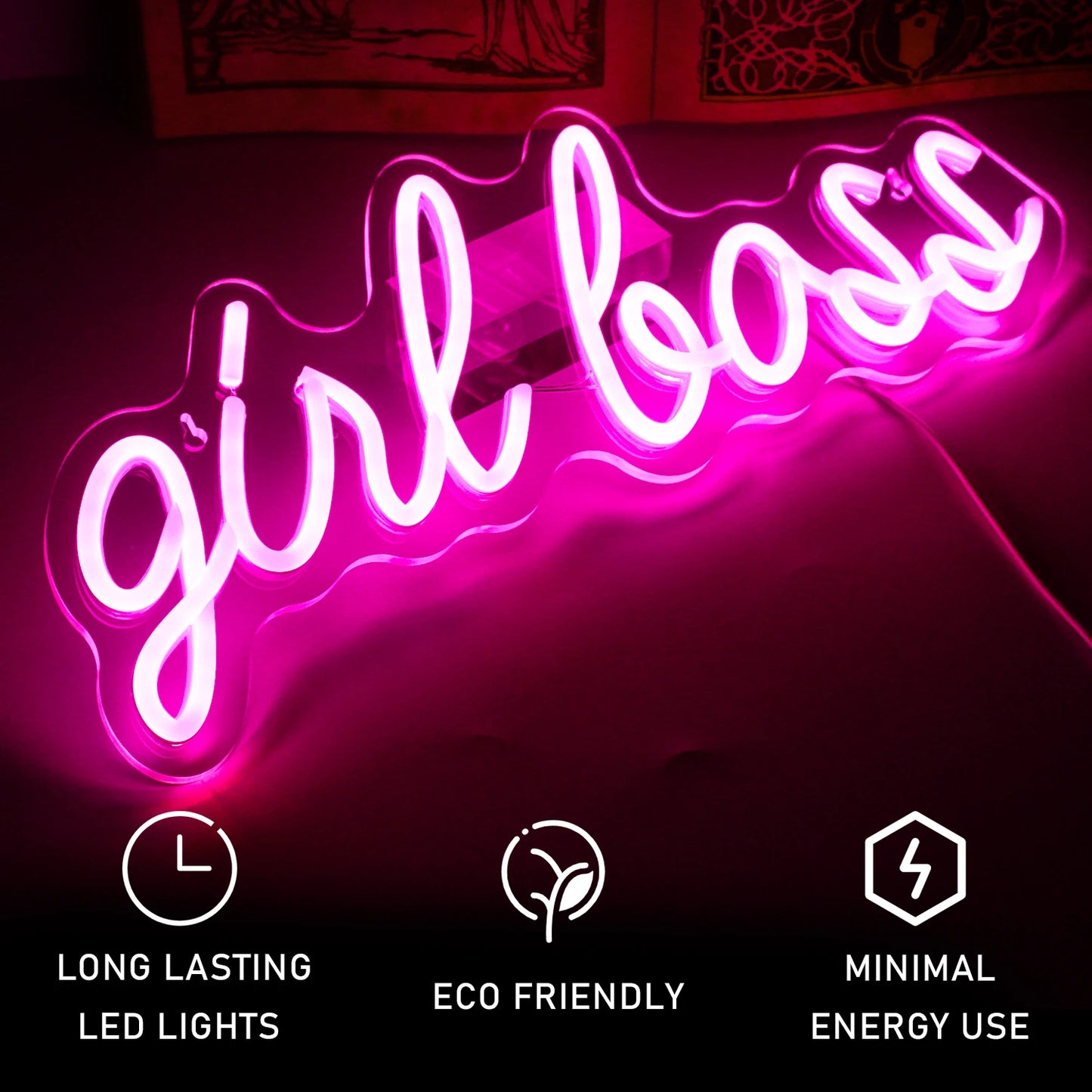 Girl Boss 5V USB LED Neon Sign - Budget Friendly