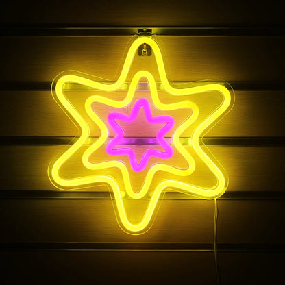 Hexagonal Star 5V USB LED Neon Sign - Budget Friendly