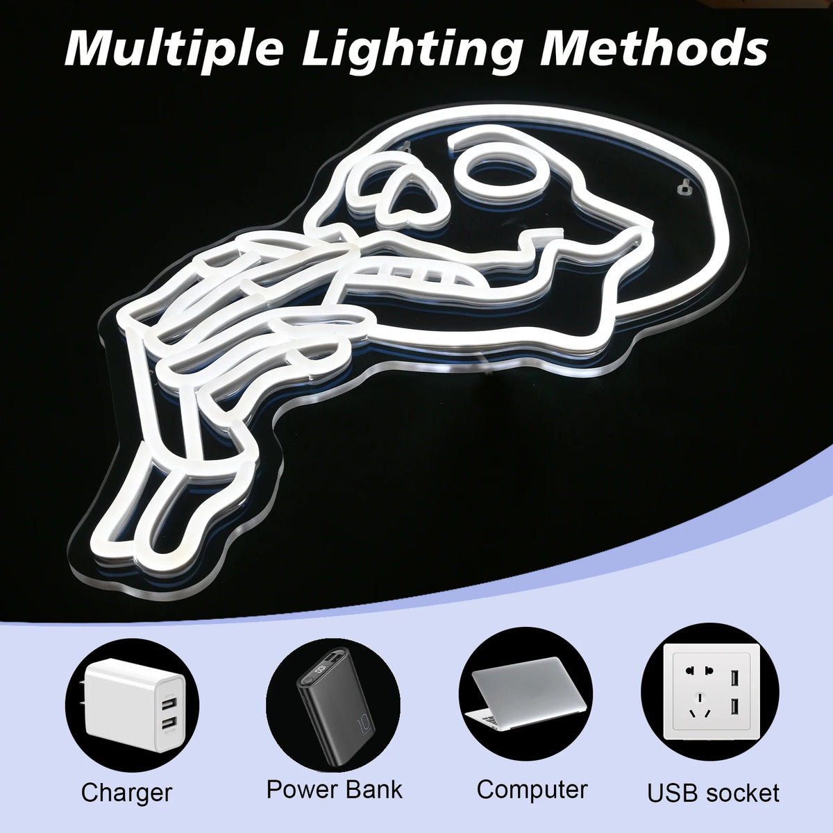 Schedel – LED-neonbord (5 V USB)