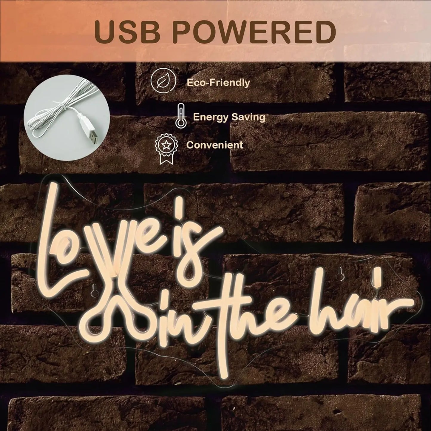Love is in the Hair 5V USB LED Neon Sign - Budget Friendly