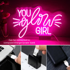 YOU glow GIRL – Lichtstralen – LED-neonbord (5 V USB)