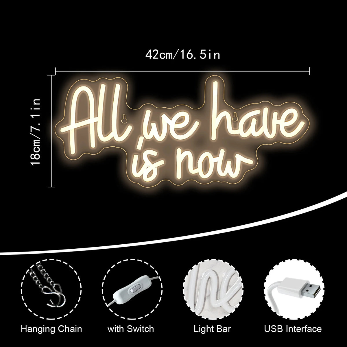 All We Have Is Now 5V USB LED Neon Sign - Budgetvriendelijk