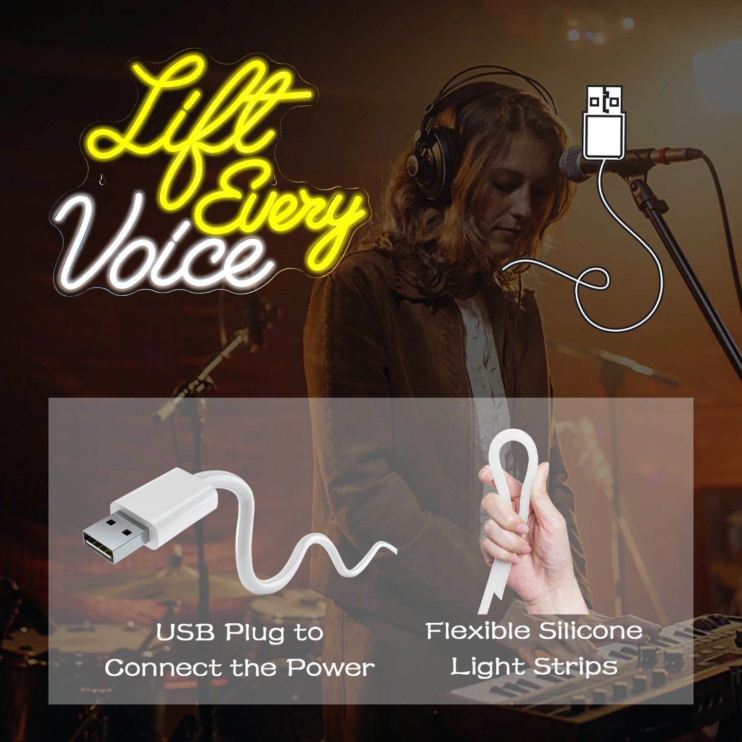 Life Every Voice 5V USB LED Neon Sign - Budget Friendly