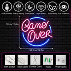 Game Over – Ronde rand – LED-neonbord (5 V USB)