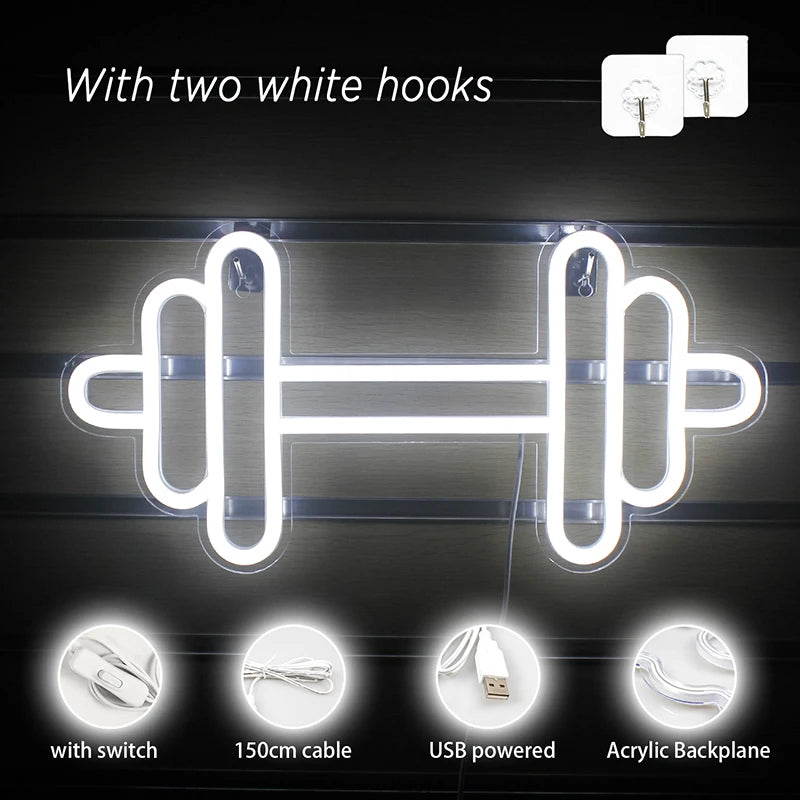 Barbell 5V USB LED Neon Sign - Budget Friendly