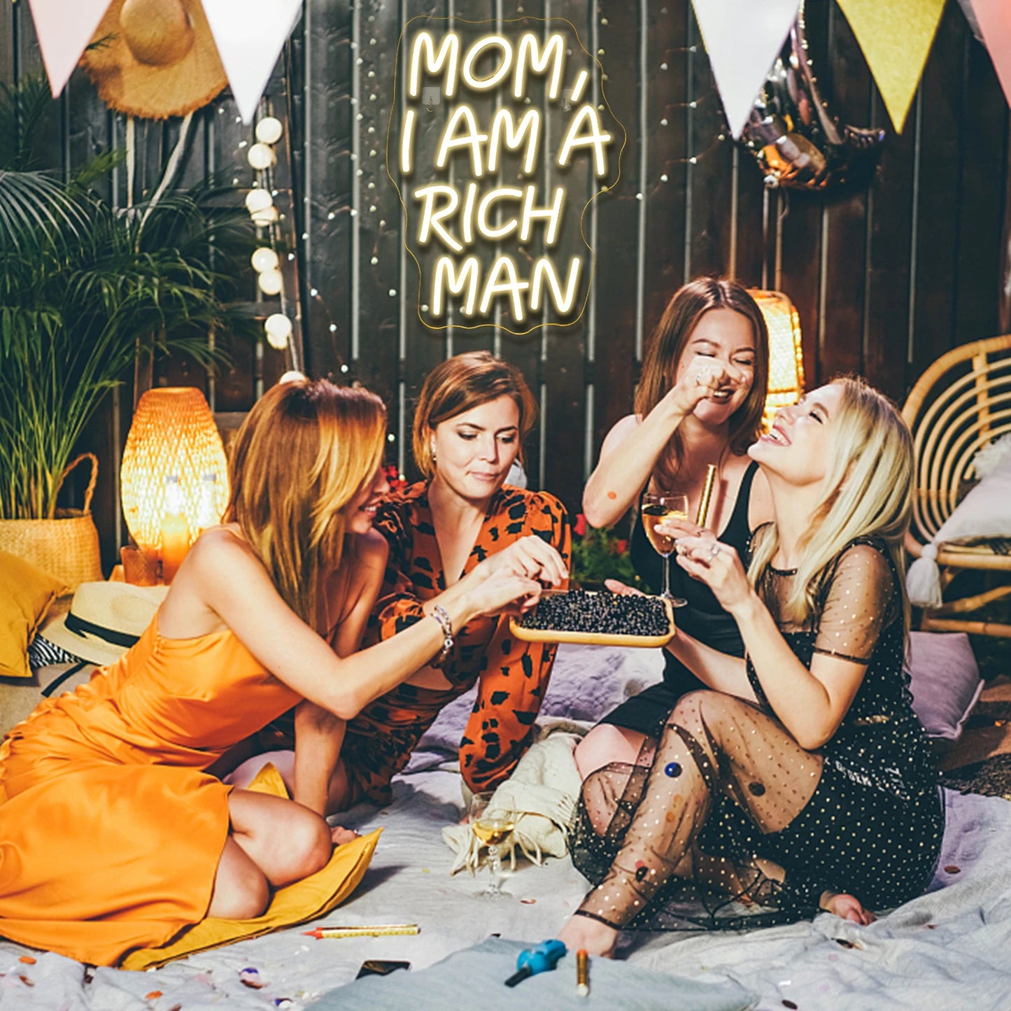 Mom I Am A Rich Man 5V USB LED Neon Sign - Budget Friendly