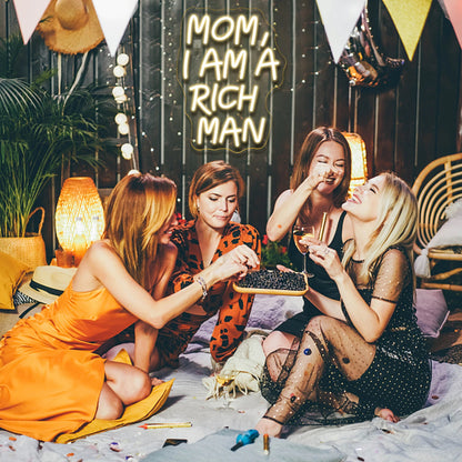 Mom I Am A Rich Man 5V USB LED Neon Sign - Budget Friendly