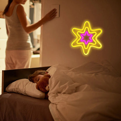 Hexagonal Star 5V USB LED Neon Sign - Budget Friendly