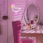 Roze-witte cowboyeend – LED-neonbord (5 V USB)