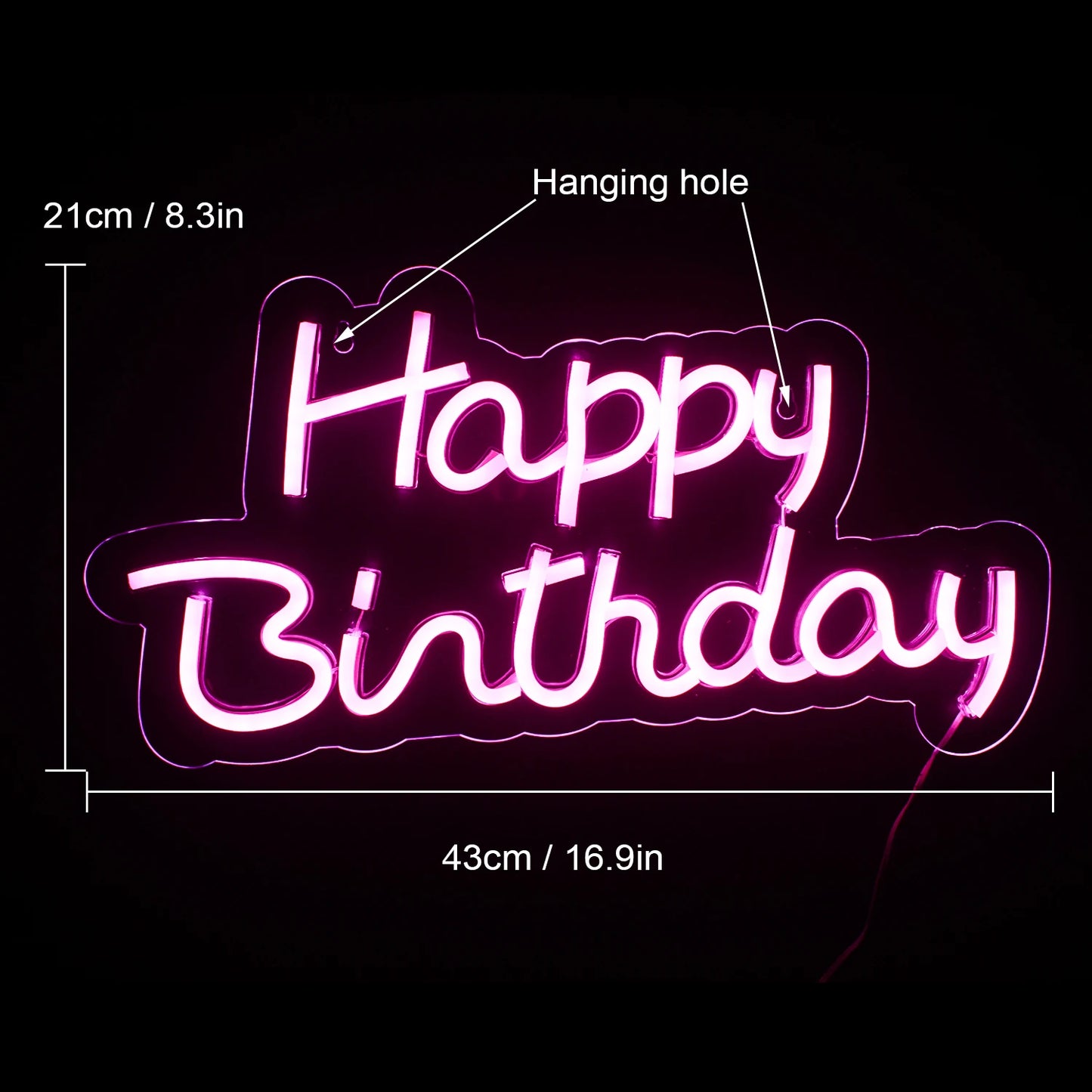 Happy Birthday 5V USB LED Neon Sign - Budget Friendly