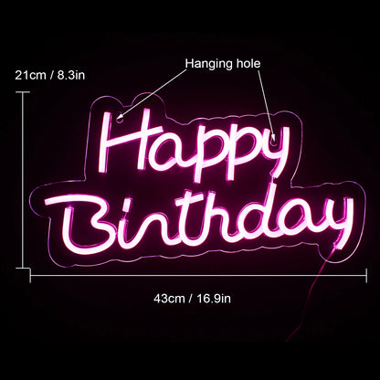Happy Birthday 5V USB LED Neon Sign - Budget Friendly