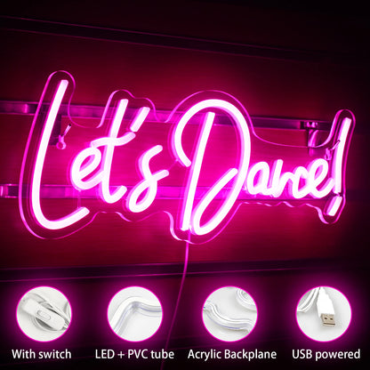 Lets Dance 5V USB LED Neon Sign - Budget Friendly