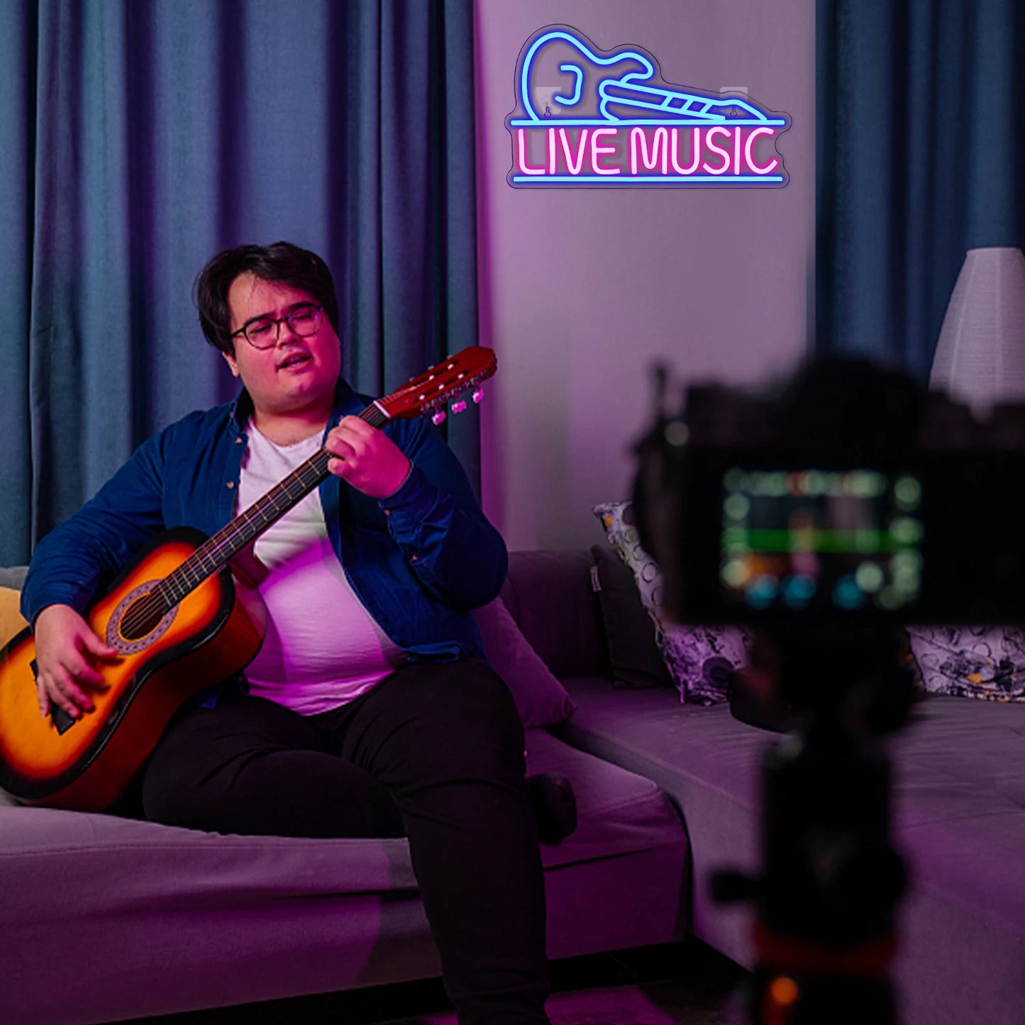 Live Music Guitar 5V USB LED Neon Sign - Budget Friendly