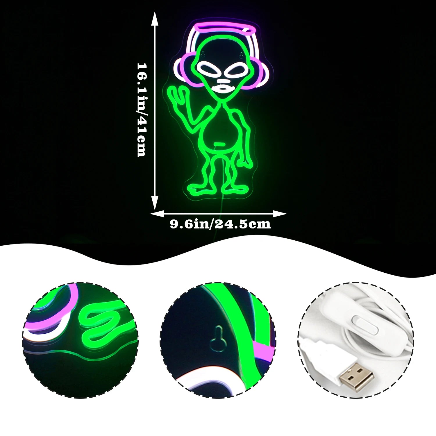 Alien Music 5V USB LED Neon Sign - Budgetvriendelijk
