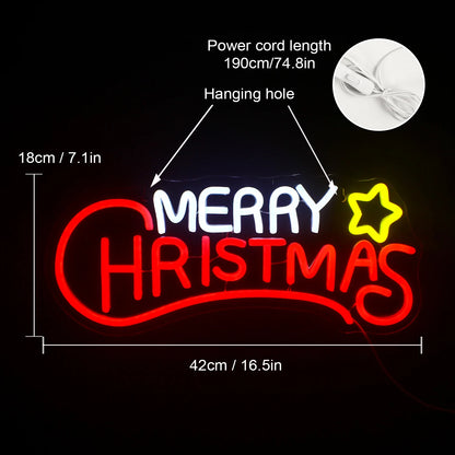 Merry Christmas 5V USB LED Neon Sign - Budget Friendly