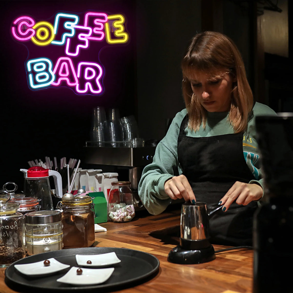 Coffee Bar – LED-neonreclame (5 V USB)