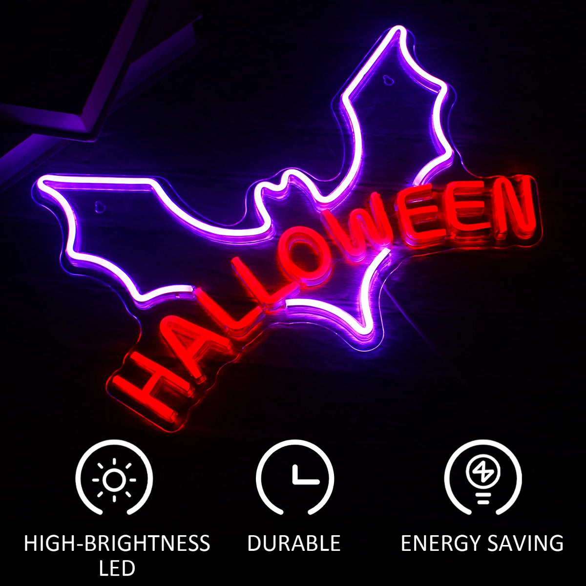 Halloween – Vleermuis – LED-neonbord (5 V USB)