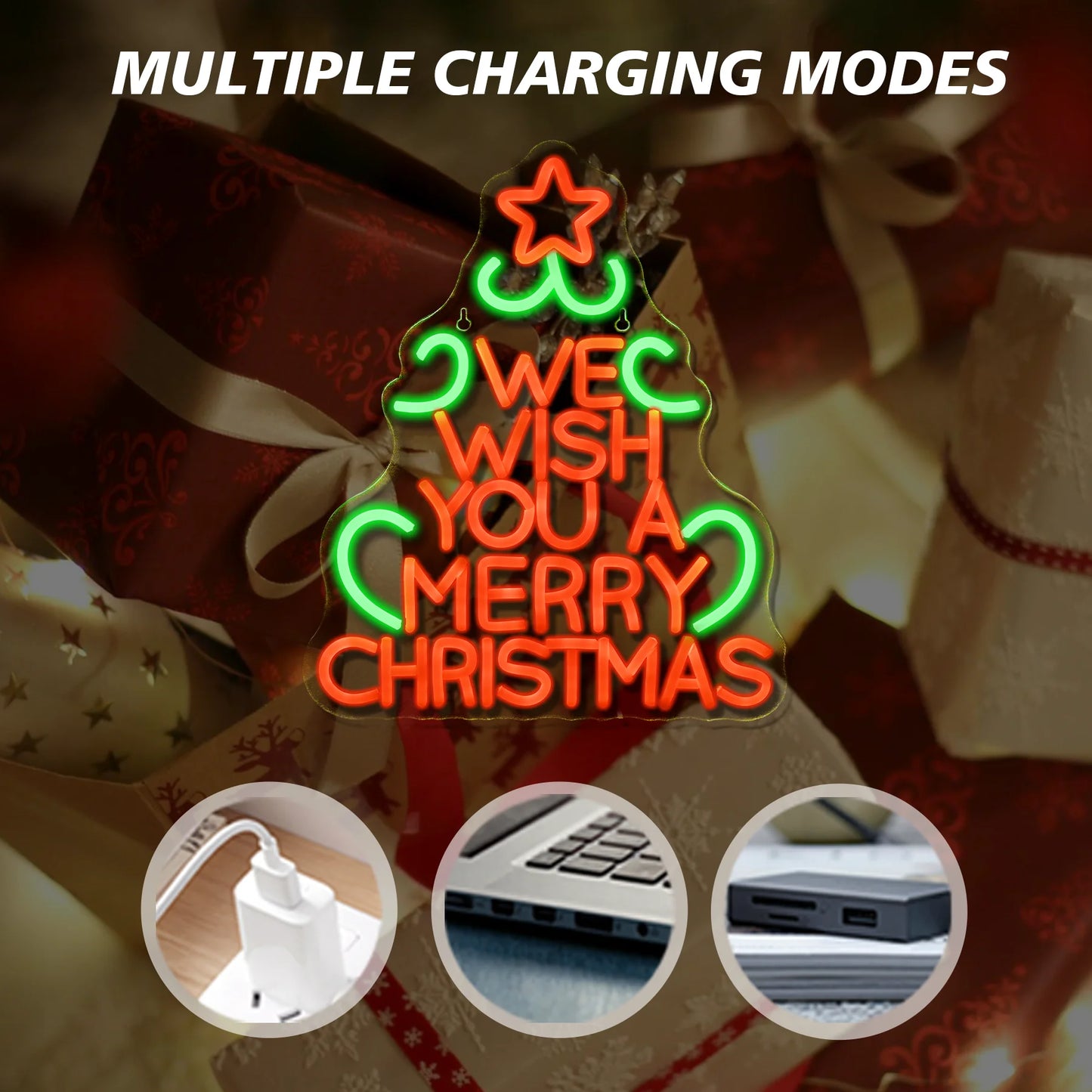 We Wish You A Merry Christmas 5V USB LED Neon Sign - Budget Friendly