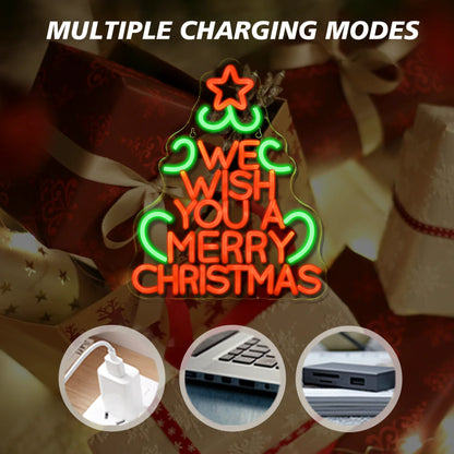 We Wish You A Merry Christmas 5V USB LED Neon Sign - Budget Friendly