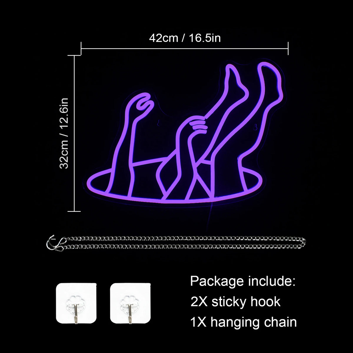 Handen en benen van een vallende figuur – LED-neonbord (5 V USB)