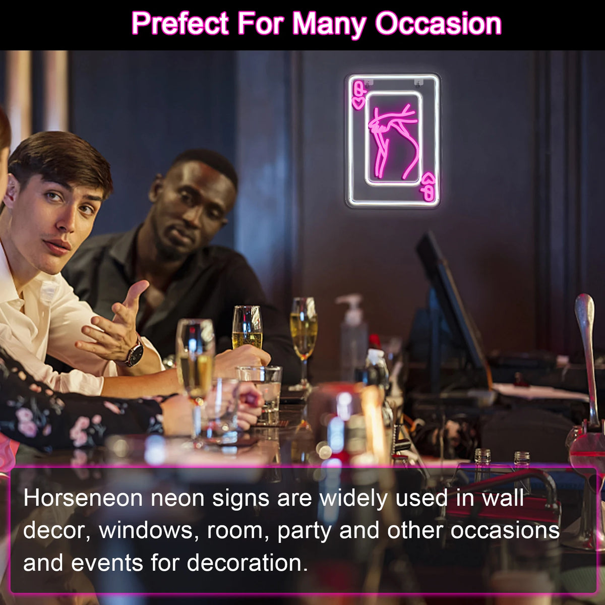 Vrouwenkaart met vrouwensilhouet en harten – LED-neonbord (5 V USB)