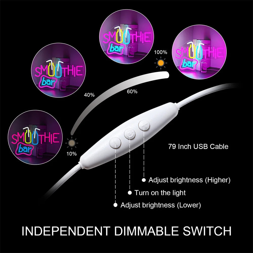 Smoothie Bar 5V USB LED Neon Sign - Budget Friendly