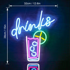 drinks – Glas met rietje en citrusschijfje – LED-neonreclame (5 V USB)