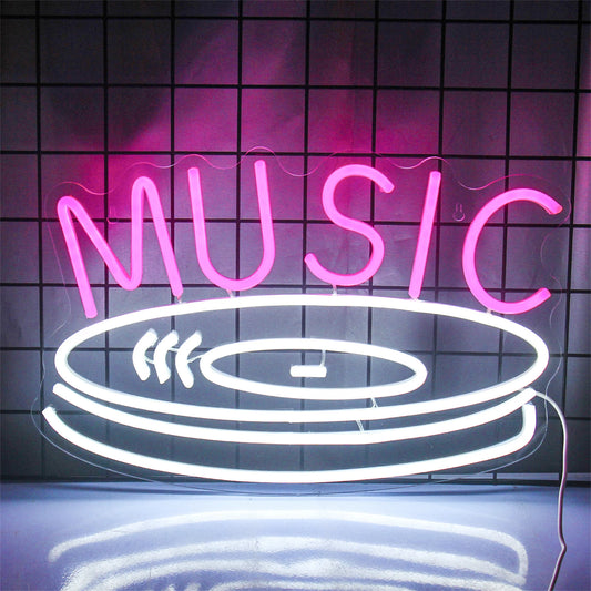 Music Record 5V Mini USB LED Neon Sign - Budget Friendly