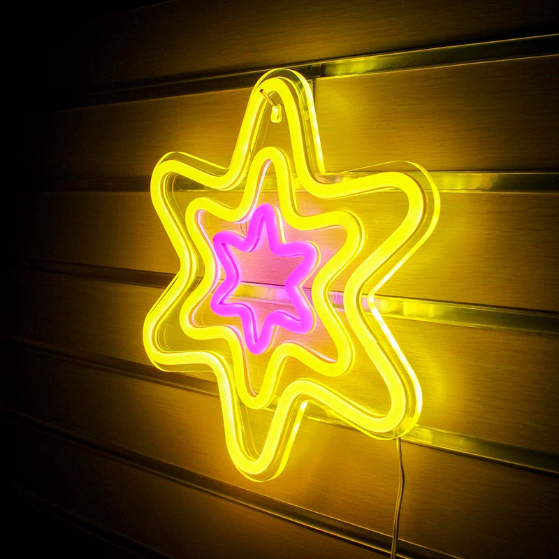 Hexagonal Star 5V USB LED Neon Sign - Budget Friendly