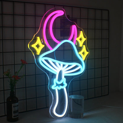 Star Moon Mushroom 5V USB LED Neon Sign - Budget Friendly