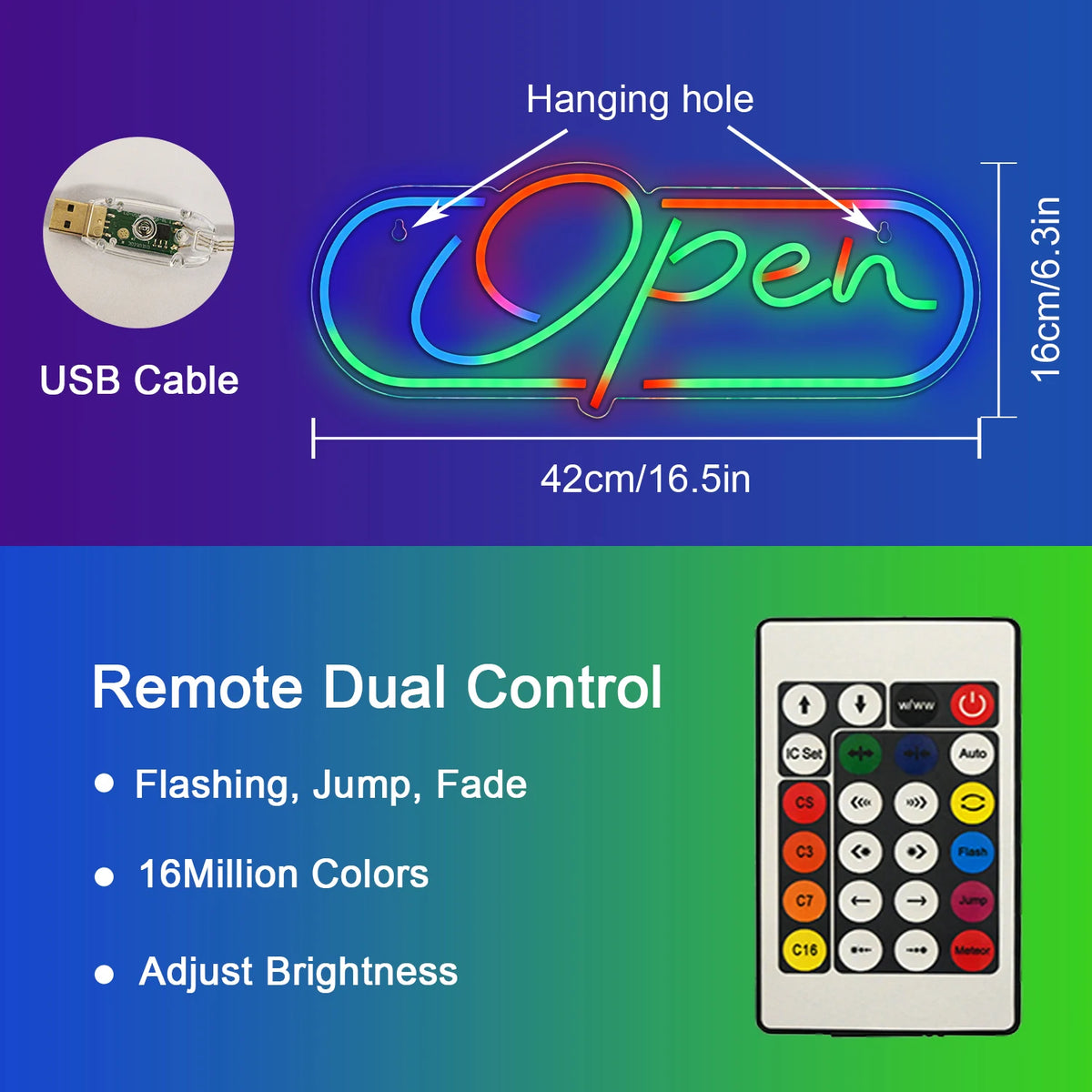 RGB Open – LED-neonbord (5 V USB)