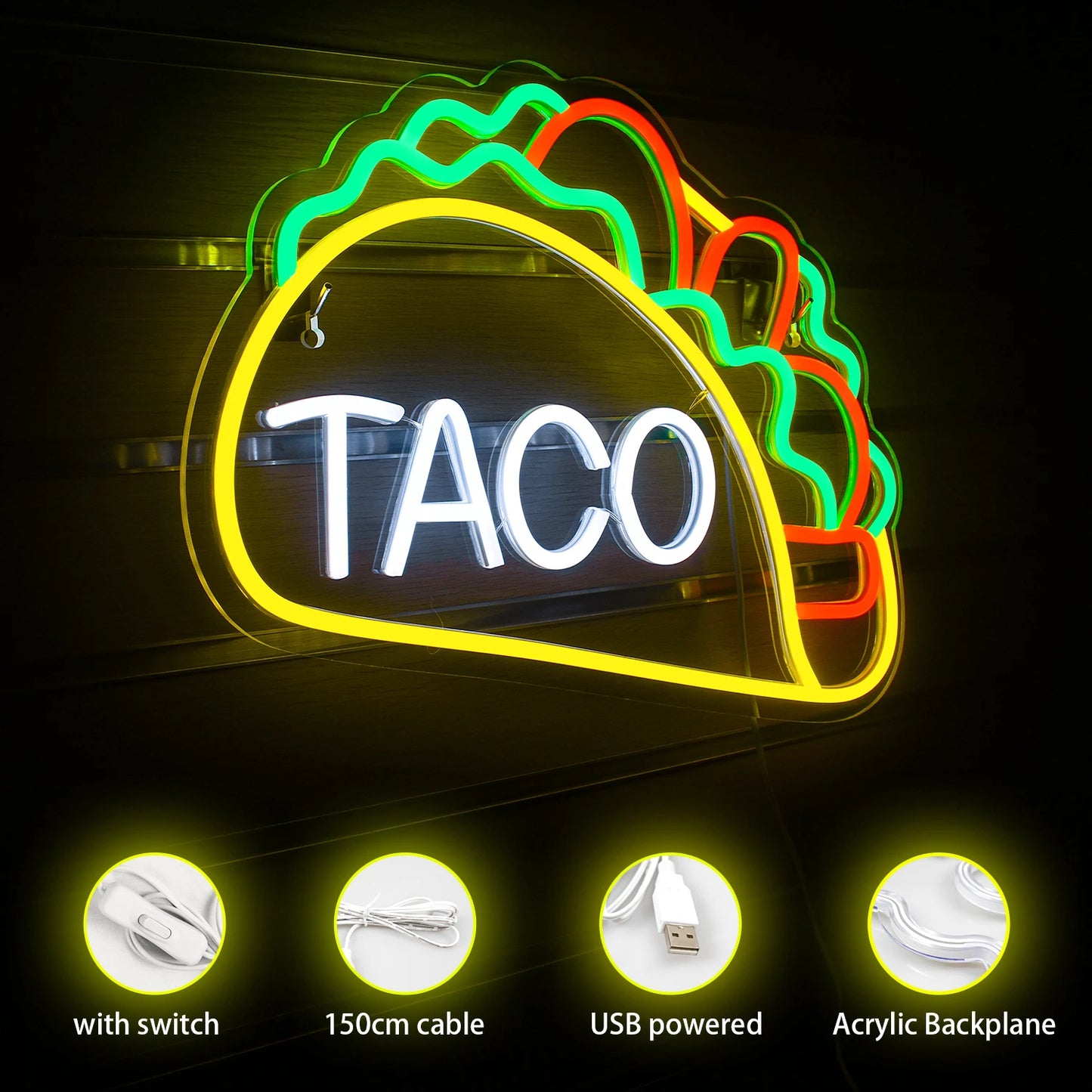 Tacos 5V USB LED Neon Sign - Budget Friendly