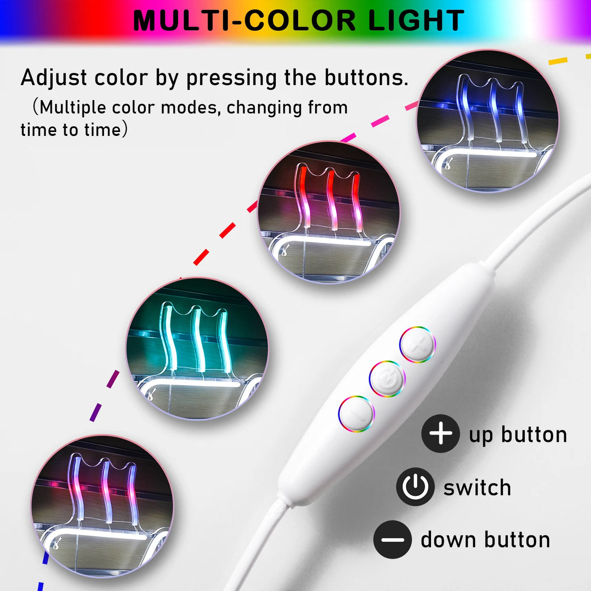 Kleurrijk koffiemotief – LED-neonreclame (5 V USB)