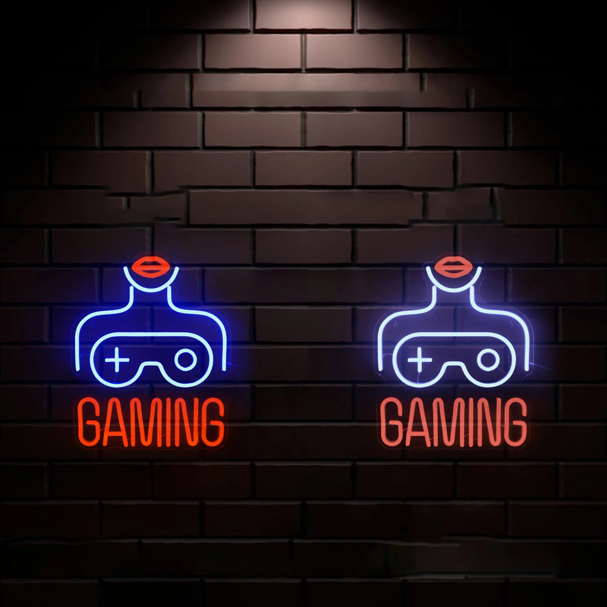 GAMING – Vrouw en gamecontroller – LED-neonbord (5 V USB)