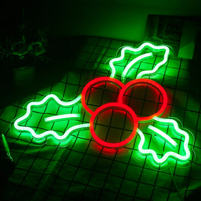 Christmas Decoration Holly Fruit 5V USB LED Neon Sign - Budget Friendly