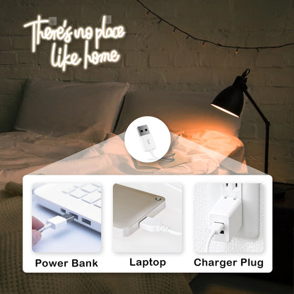 There's No Place Like Home 5V USB LED Neon Sign - Budget Friendly