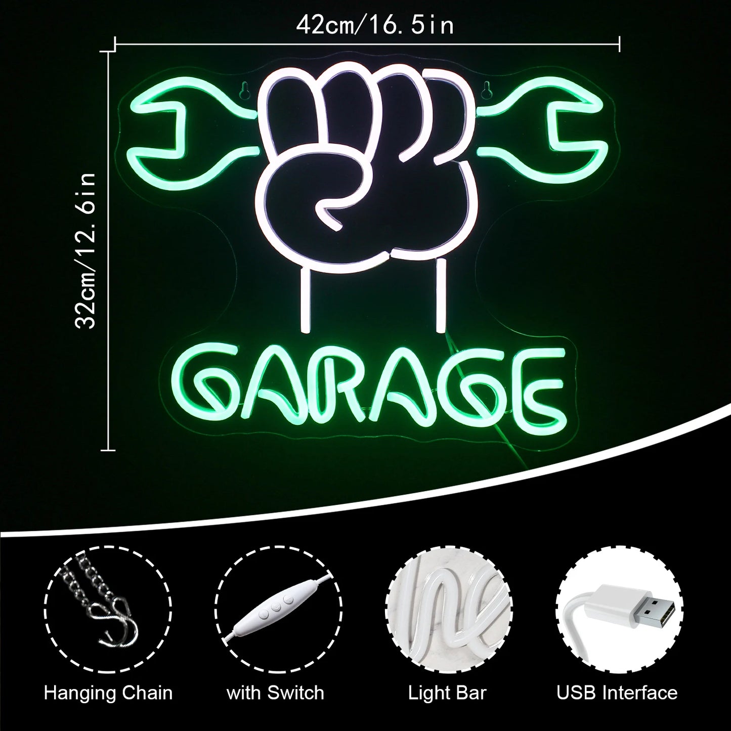 Garage 5V USB LED Neon Sign - Budget Friendly