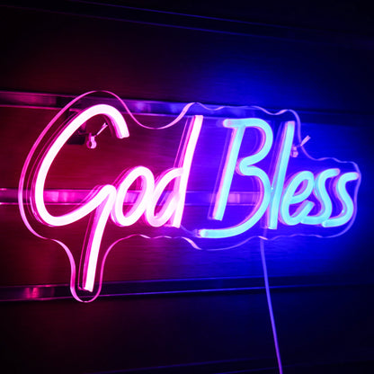 God Bless 5V USB LED Neon Sign - Budget Friendly
